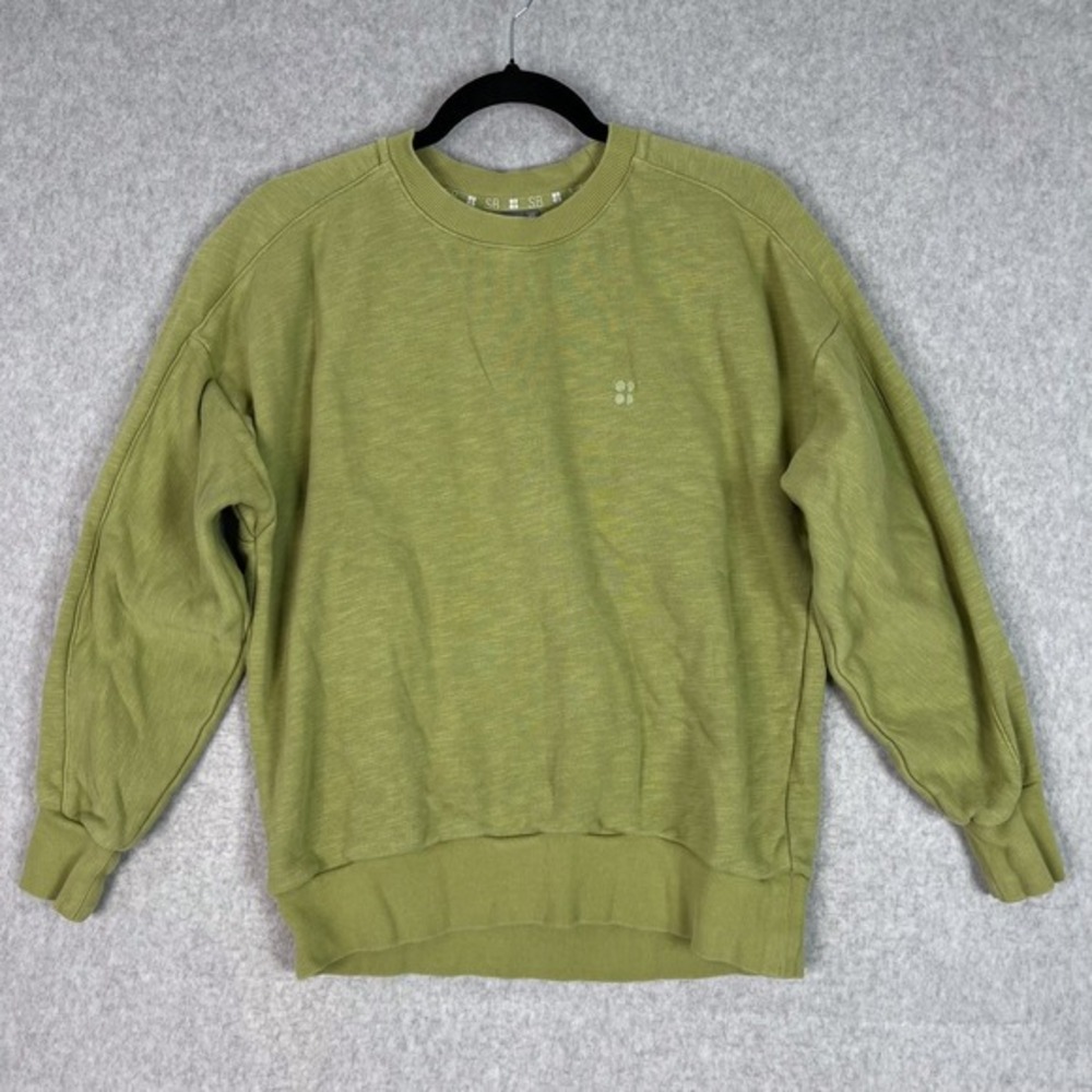 Sweaty Betty Green Essentials Crew Neck Sweatshirt 100% Cotton Size XS‎